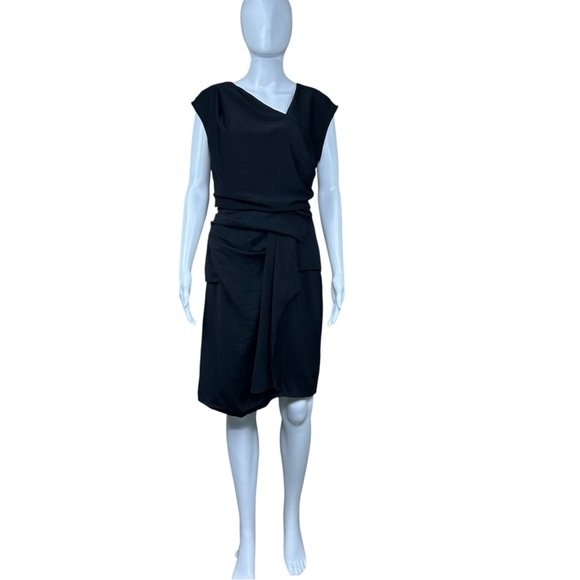 Helmut Lang Flash Draped Twist Sheath Dress Sz 6 Sleeveless Lagenlook Goth - Picture 2 of 16